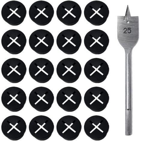 20 PCS Oeillet de Bureau Noir Couvercle de Trou de Câble Cache Trou Passe Cable en Silicone Flexible Oeillet Passe Cable avec Foret pour Table d'Ordinateur Bureau Maison Ordinateur 25mm