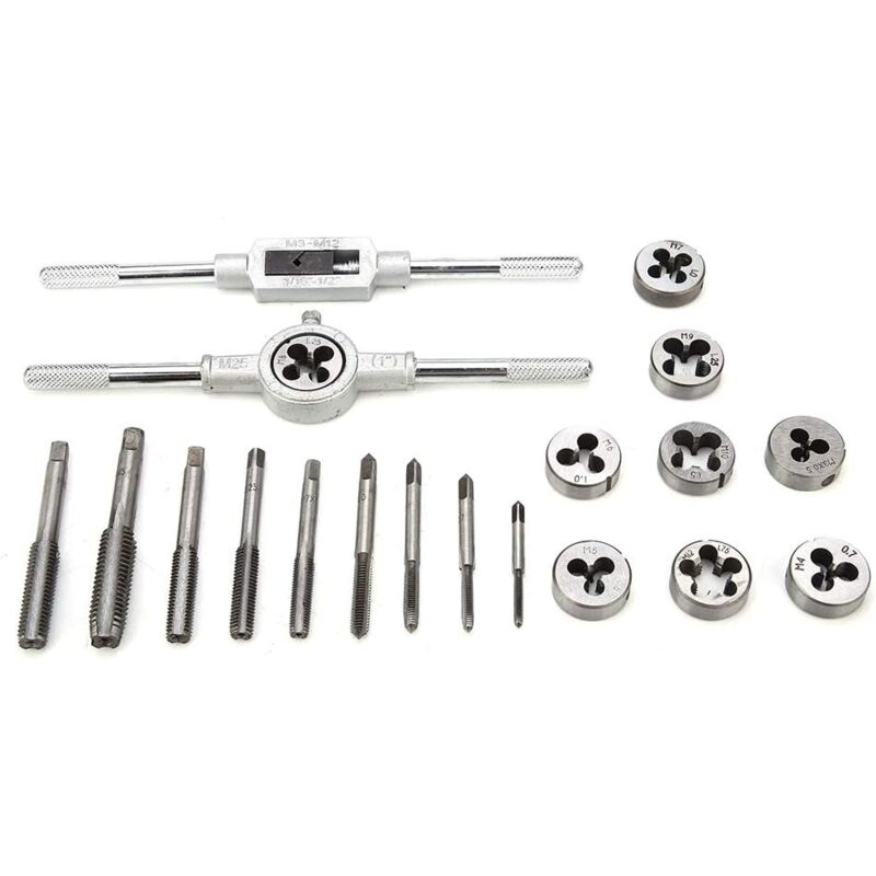 KZQ - 20 pcs Outil Pour Tarauder, tarauds et filières, Filetage Extracteurs de Vis, M3-M12 en Acier, avec Étui de Rangement