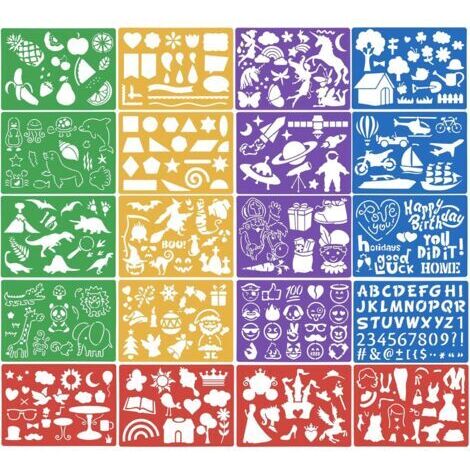 20 Pcs Pochoirs de Peinture, Pochoirs pour Dessin et Peinture, Pochoir de Dessin en Plastique, Pochoirs à Lettre Réutilisable, Pochoirs de Voiture Animal Alphabet pour Carte Journal Scrapbooking Décor