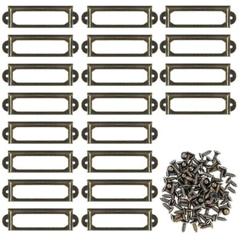 20 Pcs Poignée Porte-étiquettes en Métal 60x17mm pour Bureau Bibliothèque Étagères Cadre