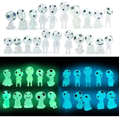 20 Pcs Résine Princesse Mononoke Figurine, Lumineux Figurines Elfes des Arbres, Arbre Elfe, pour Micro Paysage Jardin Patio (Bleu+Vert)