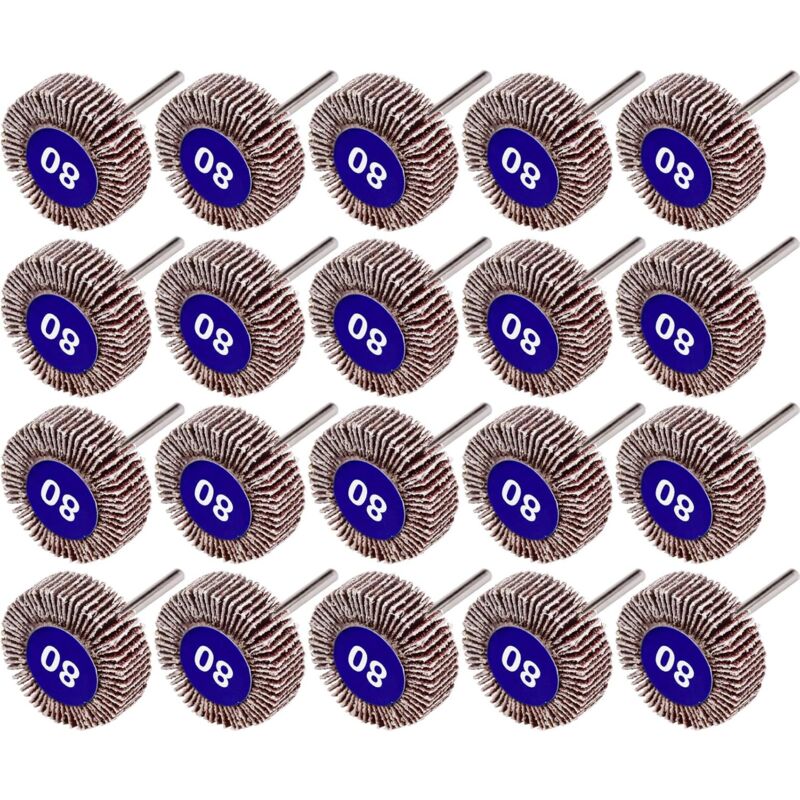 20 Pcs Roue à Lamelles, 80 Grains Ponçage de Disque de Roue à Lamelles de Papier de Verre Abrasif 100 pour Outils Rotatifs Dremel