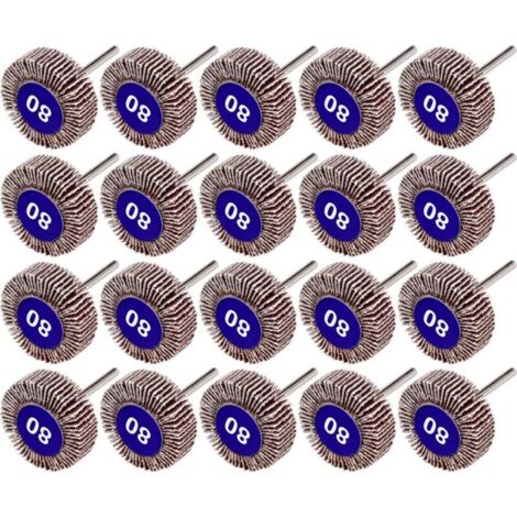20 Pcs Roue à Lamelles, 80 Grains Ponçage de Disque de Roue à Lamelles de Papier de Verre Abrasif 100 pour Outils Rotatifs Dremel