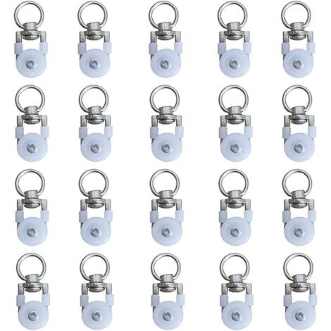 20 pcs Roue de Poulie en Métal, Rouleaux de Rail,Rouleaux de Tringle à Rideaux GlissièRes, Poulie Silencieuse, Rail de Rideaux FenêTre Double Rail Rouleau, pour Tringles à Rideaux H206