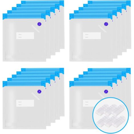20 PCS Sac Sous-vide Réutilisables Sacs de Conservation Sacs Sous-vide Alimentaires Sac Congelation Sac Stockage pour Fruits Légumes Viande Poissons Pain avec Clip d'étanchéité 30x34cm