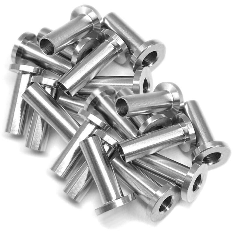 20 Pcs Stainless Steel Protective Sleeves for 1/8 Inch, 5/32 Inch, and 3/16 Inch Cable Railings, Wooden Posts, DIY Balustrade