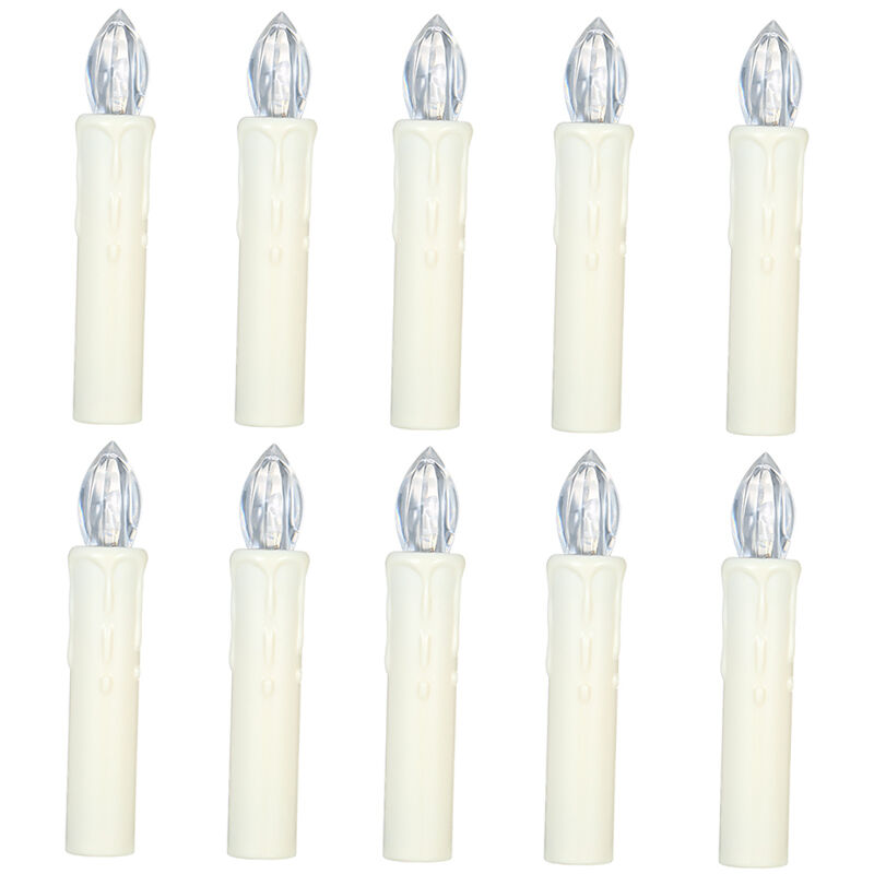 

10 PCS velas sin llama con control remoto Desarrollado caliente realista LED blanco Velas de la bateria de la forma conica de arbol Flickering vela