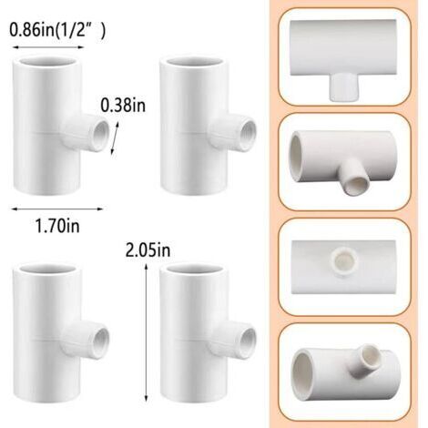 20 pcs,T-Shirt Abreuvoir Poulet,PièCes en T De Poulet,Raccords En T pour Volaille,Raccords En T En Pvc Pour Abreuvoir De Poulet,Pour Tuyauterie En Plastique 1/2" Schedule 40 Avec Filetage Ftp 1/8"