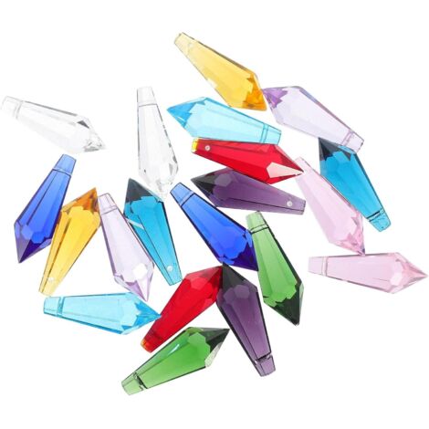 20 pendentifs en verre cristal de couleurs assorties pour