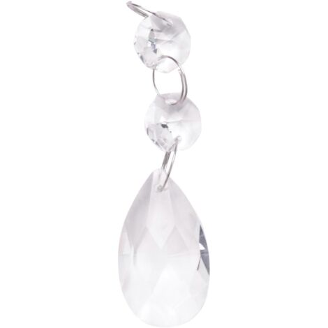 20 perles en cristal en forme de larme pour lustre (38 mm, transparentes)