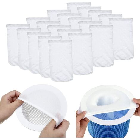 20 pezzi Calzini per skimmer da piscina, Calzini per skimmer da piscina, Calzino per skimmer, Filtri in tessuto di nylon, Filtri in tessuto per piscina, Skimmer di superficie per piscina