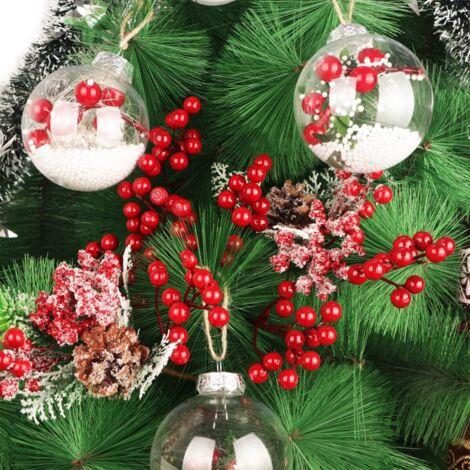 20 pezzi da 21 cm di bacche rosse artificiali, steli di bacche rosse, rami di bacche di agrifoglio per decorazioni natalizie, decorazioni per la stagione delle feste