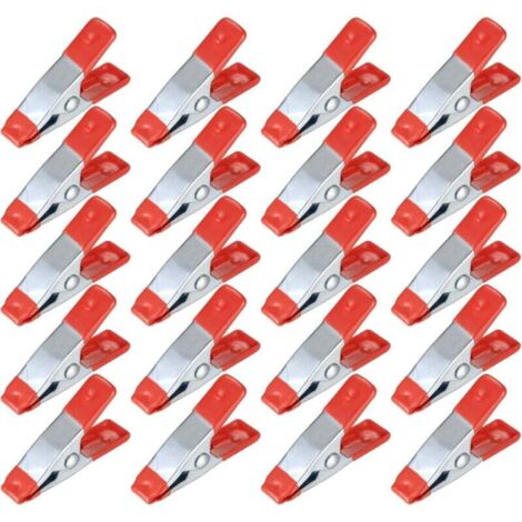 20 pezzi di clip a molla in metallo, pinzette per modellismo, clip a molla in metallo con rivestimento in gomma, supporto per mollette per teloni, lavorazione del legno, strumento per modellismo - 2 p