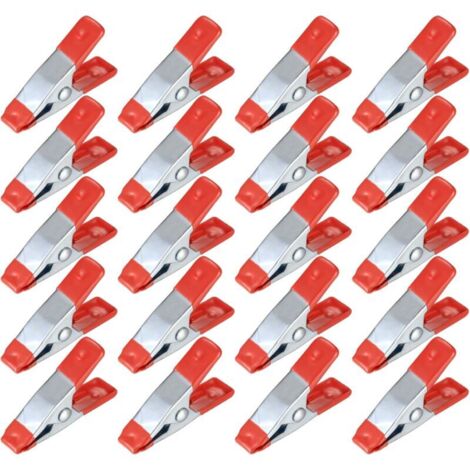 20 pezzi di clip a molla in metallo, pinzette per modellismo, clip a molla in metallo con rivestimento in gomma, supporto per mollette per teloni, lavorazione del legno, strumento per modellismo - 2 p