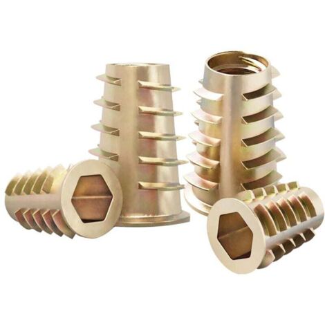 20 pezzi di dado filettato esagonale, dadi filettati a testa piatta M4 x 15 mm, dadi filettati a forma di scala per mobili in legno