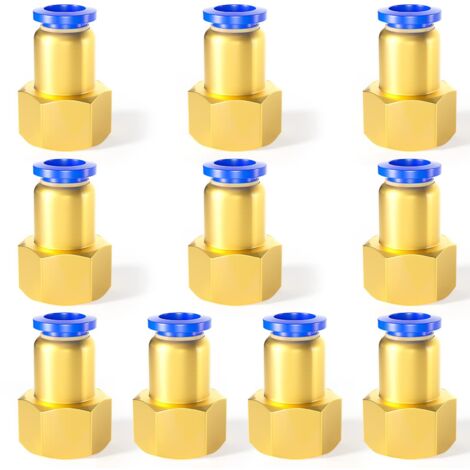 20 pezzi di raccordi a pressione dritti femmina da 6 mm di diametro esterno del tubo x 1/4 BSP (PCF6-02)