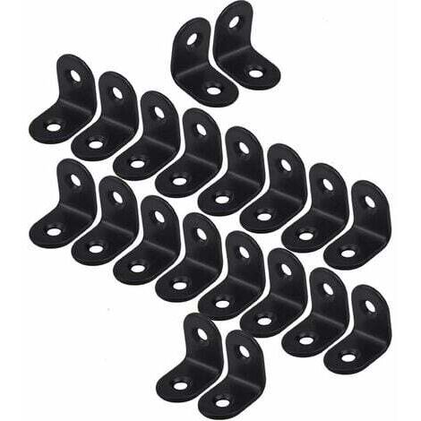 20 pezzi di rinforzo angolare in acciaio inossidabile, rinforzo angolare a 90 gradi 20x20 mm, rinforzo angolare ad angolo retto, per mobili, sedie, tavoli, nero
