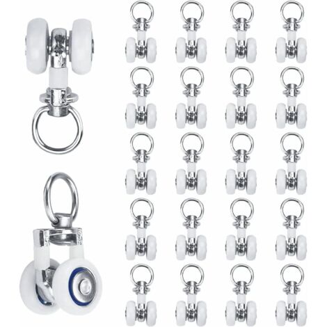 20 pezzi di rulli in metallo, puleggia per tende silenziosa, guide per aste per tende, accessori per bagni, camere da letto, armadi