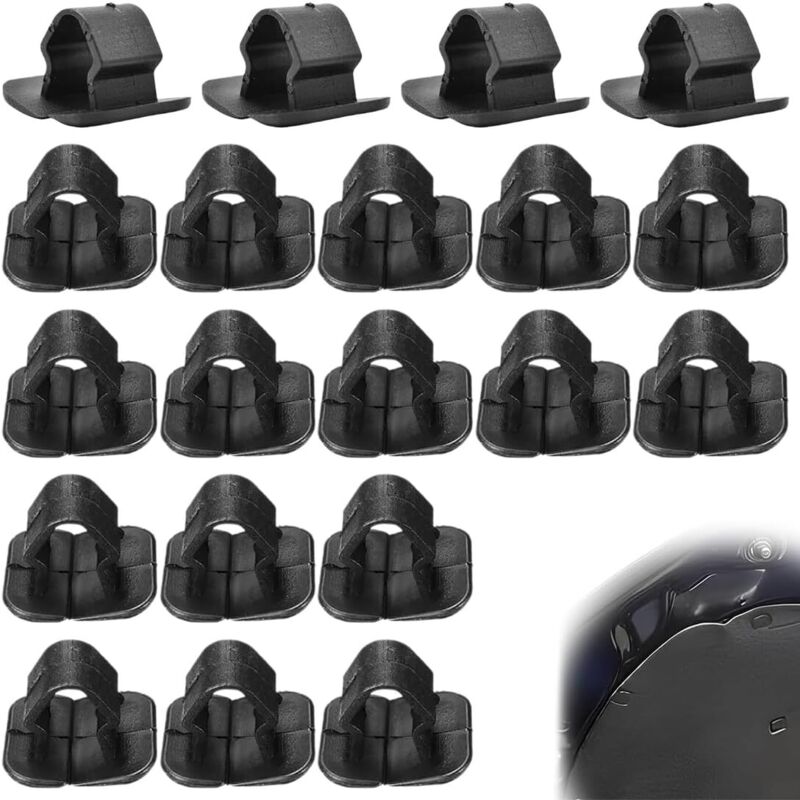 20 pezzi di tappi isolanti per cofano, clip di supporto per cuscinetto isolante per cofano auto, clip di fissaggio per cofano insonorizzante (nero)