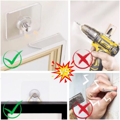 20 pezzi ganci per quadri senza foratura, linguette per ganci per quadri, ganci per cornici senza foratura, fissaggi per cornici senza foratura per cornici per foto, specchi da parete, soggiorno, cuci