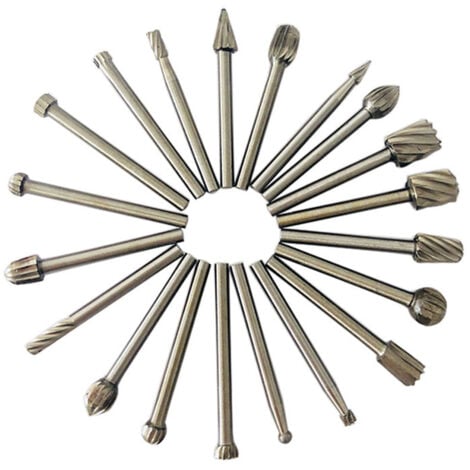 FITAGS 20 pezzi HSS-Frässtifte, Diamantfräser, Holzfräser mit 3-mm-Schaft für Dremel, Dremel-Zubehör, Drehwerkzeug für Heimwerker, Holzbearbeitung, Gravur