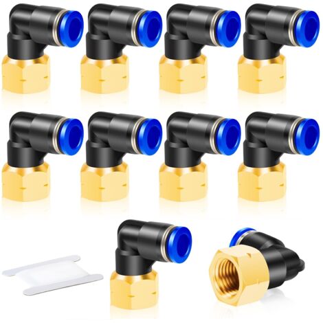 20 pezzi manicotto per scheda OD 6 mm x raccordo a innesto a gomito femmina 1/4 BSP, raccordo per manicotto per scheda con giunto attivo pneumatico (PLF6-02)