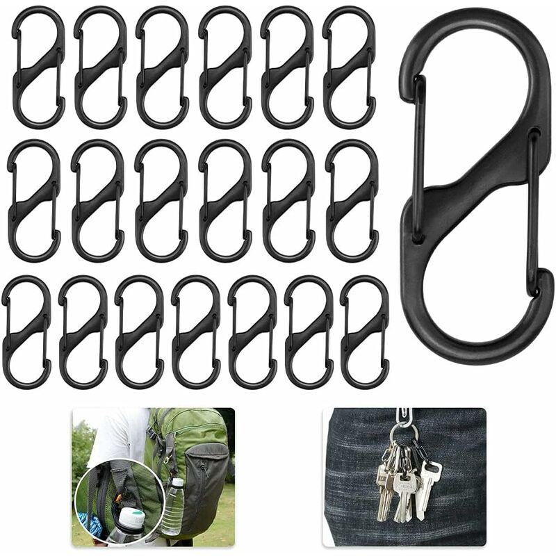 20 Pezzi Moschettone a Forma di s Doppio Anello