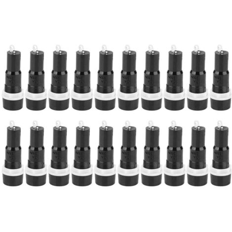20 pezzi Portafusibile, portafusibile da pannello con tappo a vite - MF-527, alloggiamento fusibile 5 x 20 mm, alloggiamento di protezione fusibile nero