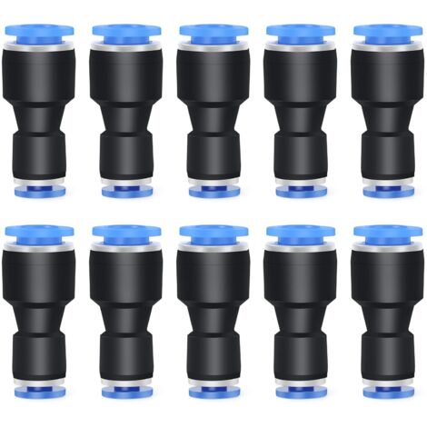 20 pezzi Raccordi di collegamento riduttori dritti 10 mm OD x 8 mm OD, connettore riduttore per tubo flessibile pneumatico