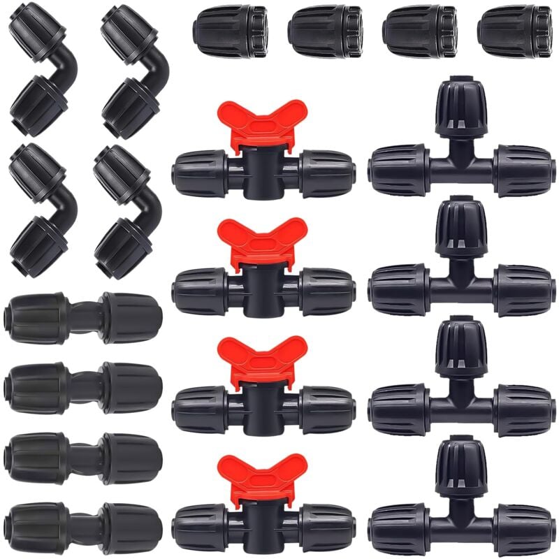 Image of 20 pezzi Raccordo per irrigazione a goccia, Kit di collegamento per irrigazione Connettore per tubo in PE per kit di raccordi per irrigazione per