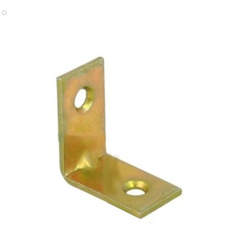 20 PEZZI - SQUADRETTE AD ANGOLO CON RINFORZO CENTRALE PER MOBILI 20x20MM - IN ACCIAIO OTTONATO