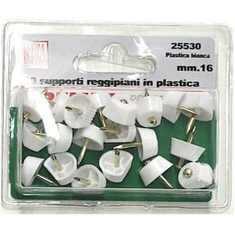20 PEZZI - SUPPORTI REGGIPIANO IN PLASTICA BIANCA COMPLETO DI CHIODO Ø16MM