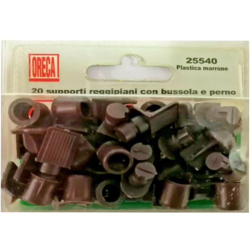 Image of Oreca - 20 pezzi - supporto reggipiano in plastica marrone con bussola da incassare 10MM - perno Ø7MM - bussola Ø10MM