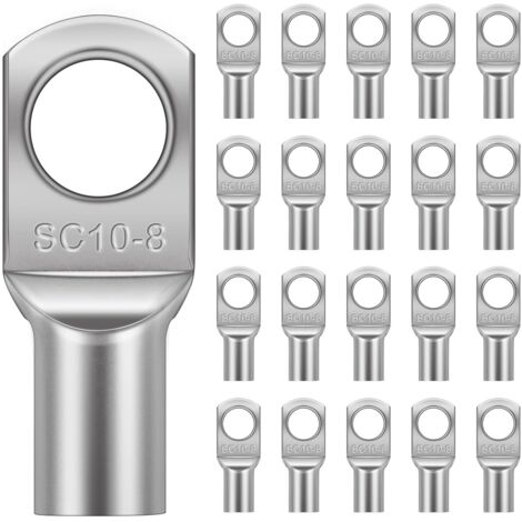 20 pezzi terminali tubolari da 10 mm², terminali ad anello, terminali a crimpare ad anello, terminale elettrico piatto, terminale a crimpare ad occhiello in rame stagnato per auto