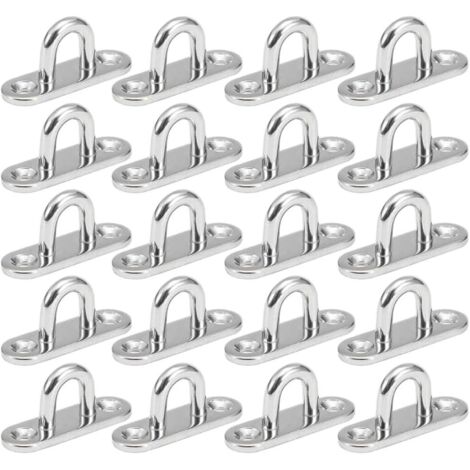 20 piastre con occhielli in acciaio inossidabile, ganci da soffitto M5, ganci di fissaggio in metallo, accessori per barche, piastre con occhielli per tenda da sole, montaggio a parete