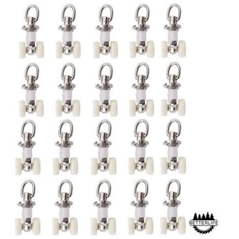 20 Pices Rouleaux de Rail Planeur de Voie de Rideau Plastique Twin roulettes en Alliage d'aluminium