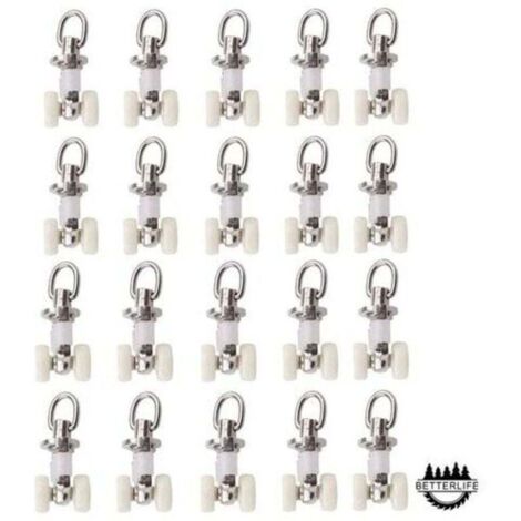 20 Pices Rouleaux de Rail Planeur de Voie de Rideau Plastique Twin roulettes en Alliage d\'aluminium