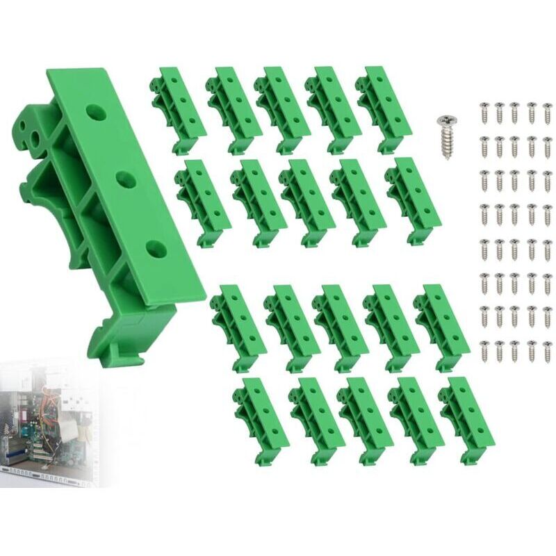 20-piece (10 sets) DIN Rail Adapter Kit, Printed Circuit Board Mounting Bracket, PCB DIN Rail Mounting Adapter, Mounting Bracket Clip with 40 screws
