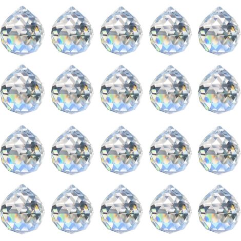 20 pièce 20mm Boule de Cristal Prisme Suspension Lustre Feng Shui Attrape-Soleil Mariage Maison Feng Shui Attrape-Soleil