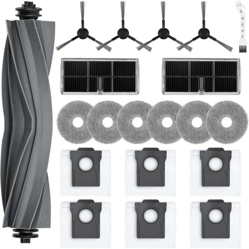 20-Piece Accessory Set for Dreame L10s Ultra Gen 2 / Mova E30 Ultra / L40 Ultra AE / L10s Pro Ultra Heat: 1 Main Brush, 6 Dust Bags, 6 Mop Pads, 4