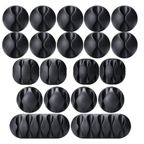 20-Piece Cable Clips, Cable Management Organizer Set, Versatile Cable Organizer for Office, Power Cables, USB Charging Cables, Chargers, Audio Cables