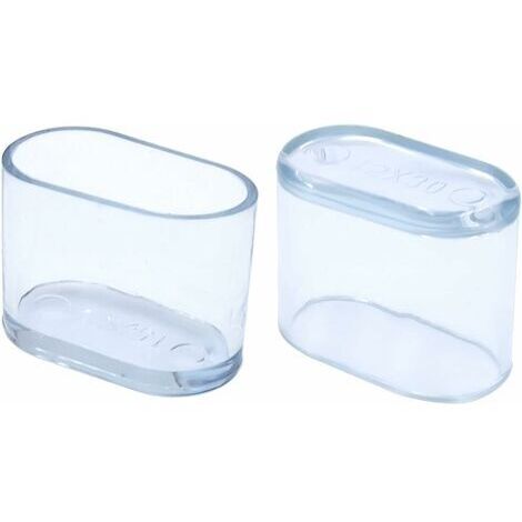20 piece Embouts de Pieds de Chaise ovales Transparents en PVC Souple pour Pieds de Chaise et de Table 15 x 30 mm