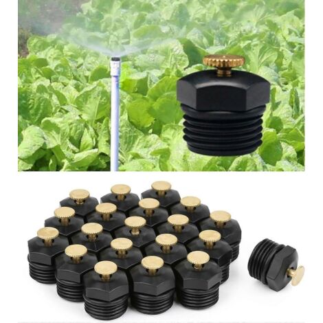 20 Piece Garden Irrigation 1/2 Inch Fogging Nozzle Adjustable Garden Lawn Watering 360 Fogging Spray Nozzle Head for Garden Lawn Irrigation System Noz