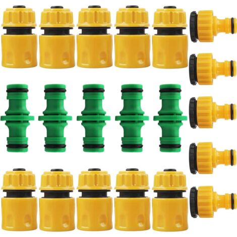20 Piece Hose Connector Set 5x 1/2 Zoll Quick Hose Connectors 10x 1/2 oder 3/4 Zoll Double Plug Hose Coupling 5x 1/2 oder 3/4 Zoll Tap Hose Connector for Garden and Home Tap