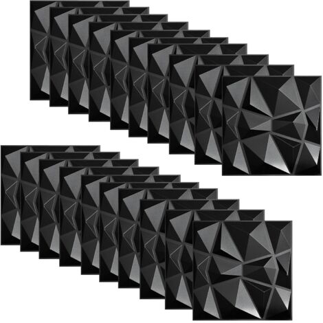 20 pièce Papier Peint 3D Brique Pierre Adhesif Mural Autocollant, Stickers Panneaux Muraux 3D Mural, Dalle Plaque PVC Adhesive Murale, Décorations Murales, Papier Peint Autocollants Décoratifs (Noir)