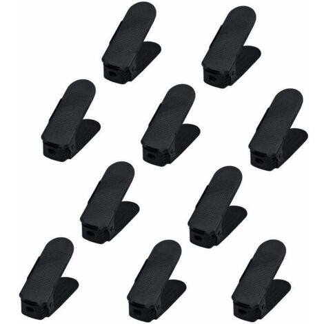 20-Piece Shoe Stacker, Height Adjustable on 3 Levels, Set of Non-Slip Plastic Shoe Organizers, Black