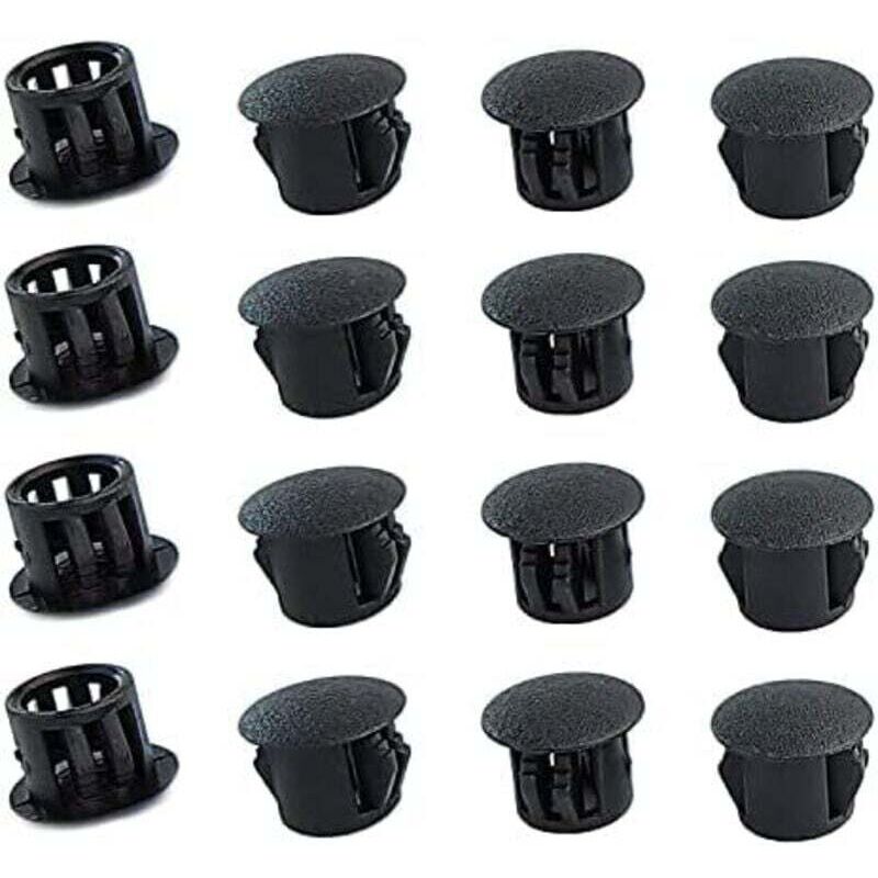20 Pièces 12mm Bouchons en Plastique Rond, Cache Trou Meuble, Cache Trou Plastique, Noir, Bouchon de Trou de Percage pour Verrouillage Trou Meubles