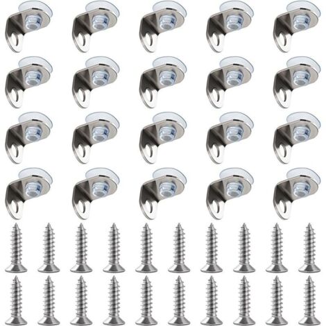 20 Pièces 12x11.5x14.5 mm Acier Inoxydable Support d'Étagère en Verre, Support de Fixation à Angle Droit Clip Étagère, Supports de Montage en Verre