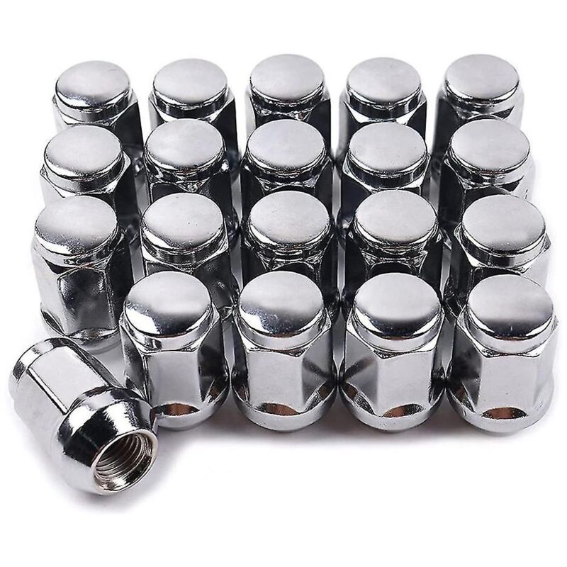 20 pièces 14x1,5 écrous de roue - 19 mm écrou de roue 1,38 pouce de hauteur 3/4 pouce écrous de roue hexagonaux chromés, pour 1999-2021 Che