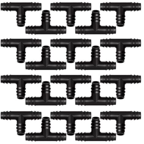 20 Pièces 16mm Connecteurs de Tuyaux, Connecteur de Tuyau Cannelé en Plastique, Raccord D'irrigation, Connecteurs Barbelés de Tuyaux pour Système D'Irrigation, Tés